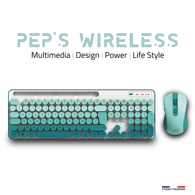 Advance - Pack clavier et souris sans fil PEP'S - Vert