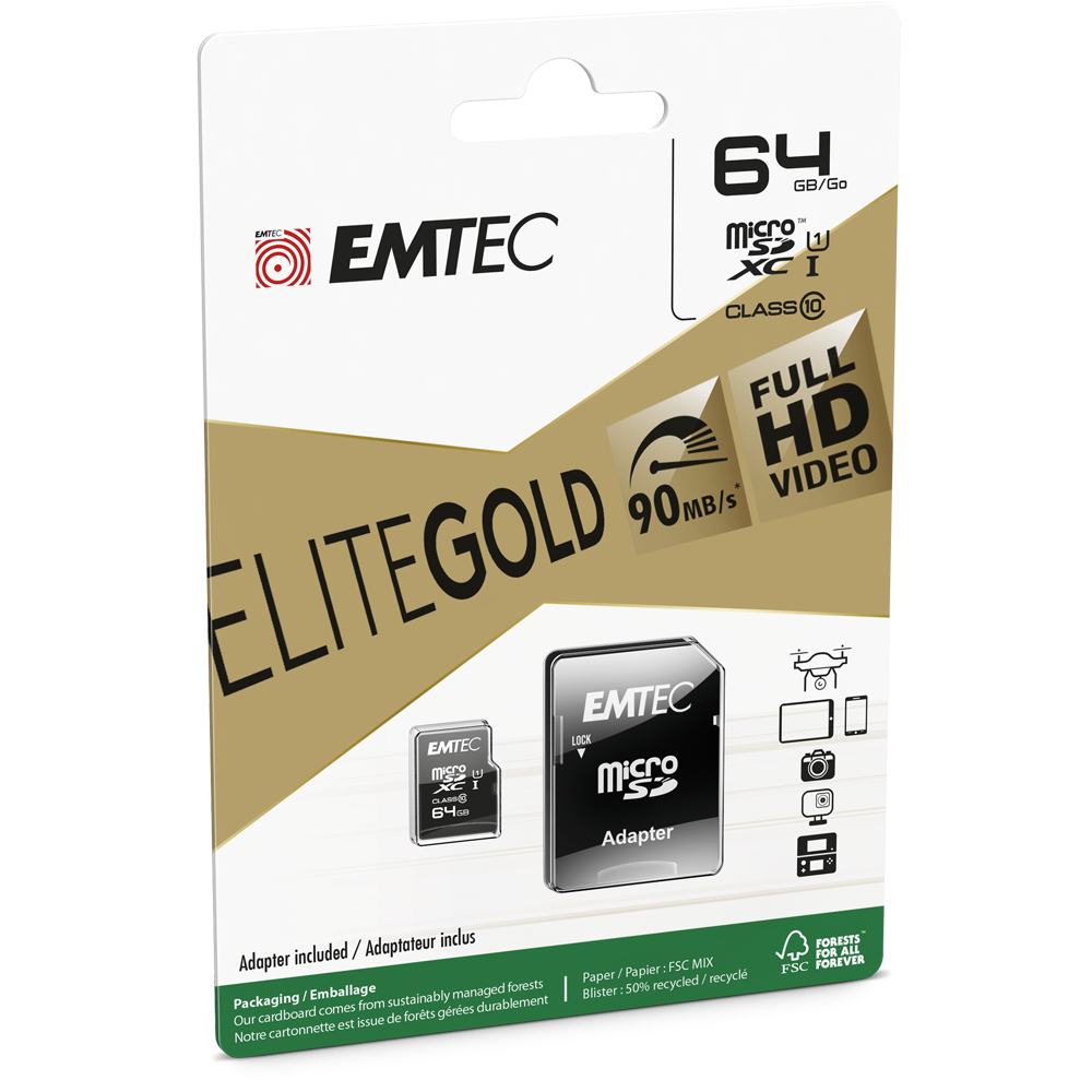 Emtec - Carte MicroSD Elite Gold - 64Gb