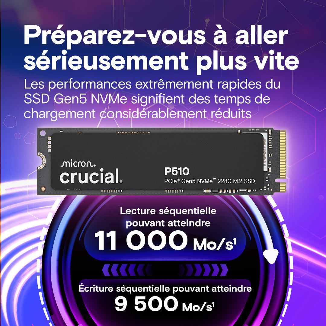 Crucial - M.2 NVMe P510 1To Gen5 (Bulk)