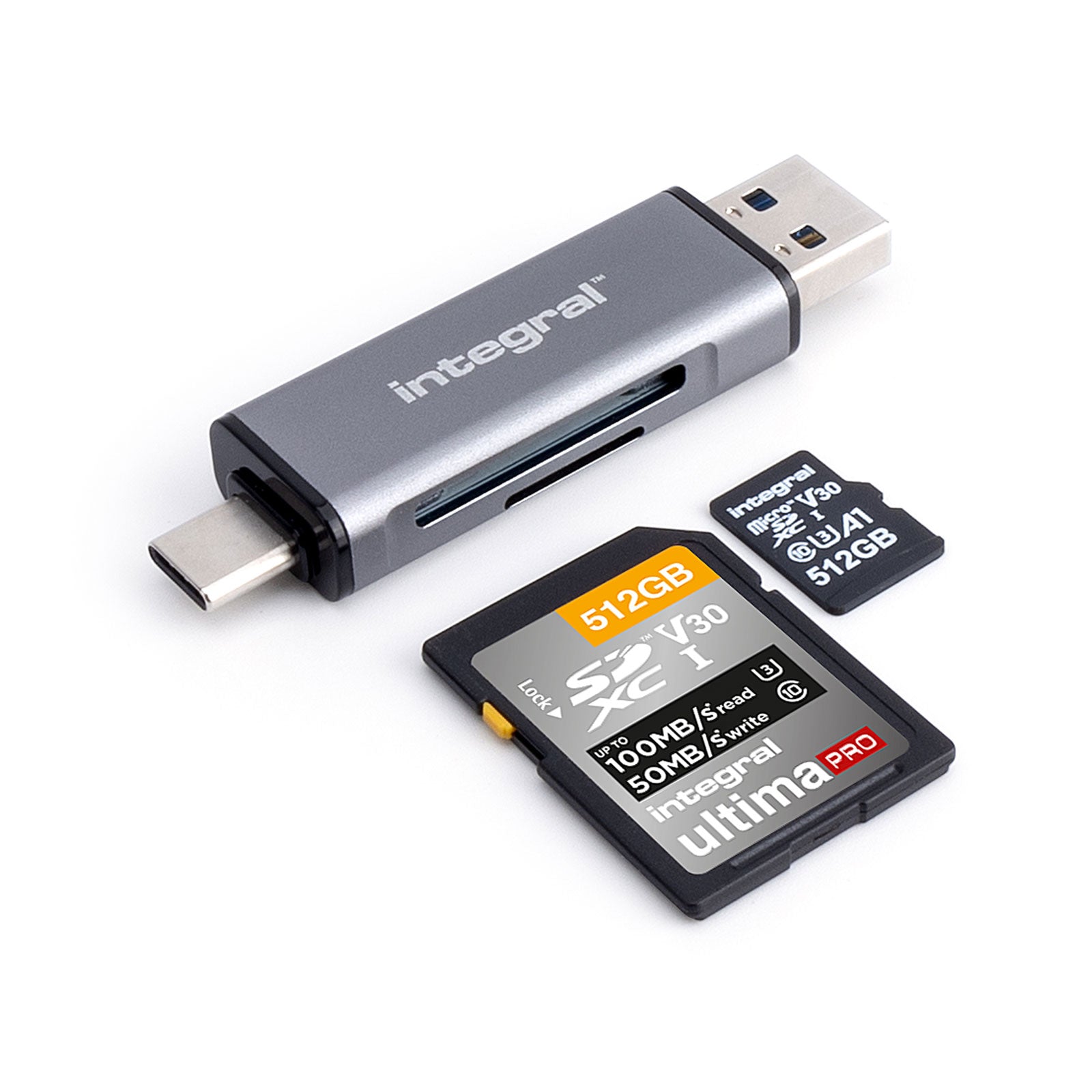 Integral - Lecteur de carte SD/MicroSD USB-A/USB-C
