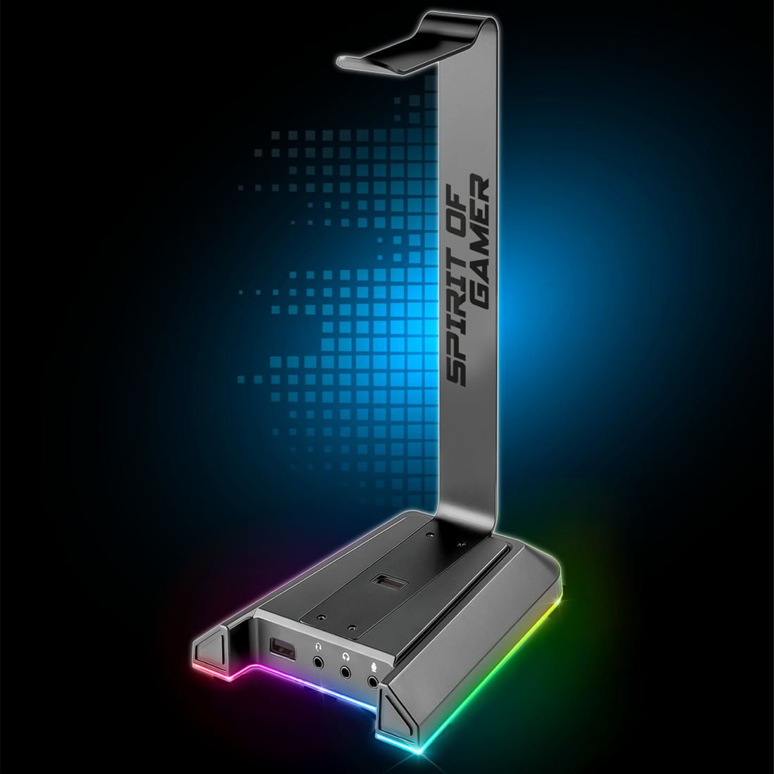 Spirit of Gamer - Support de casque universel RGB avec carte Son 7.1 virtuel - Sentinel 7.1