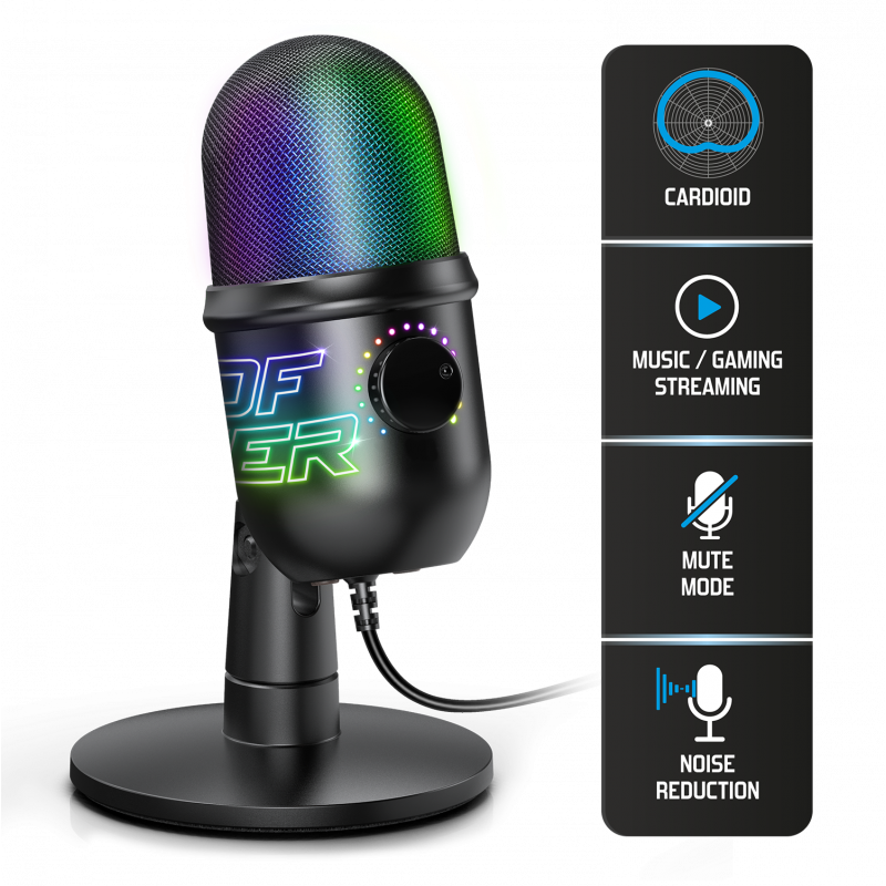 Spirit Of Gamer - Microphone cardioid RGB - EKO 400