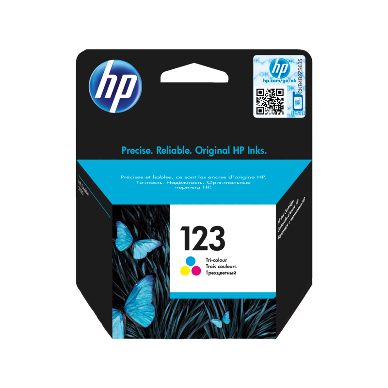 HP - Cartouche d'encre authentique HP 123 (Noir), (Couleur)