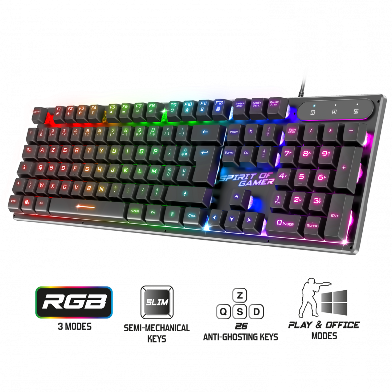 Spirit Of Gamer - Pro-K1 - Clavier semi-mécanique RGB