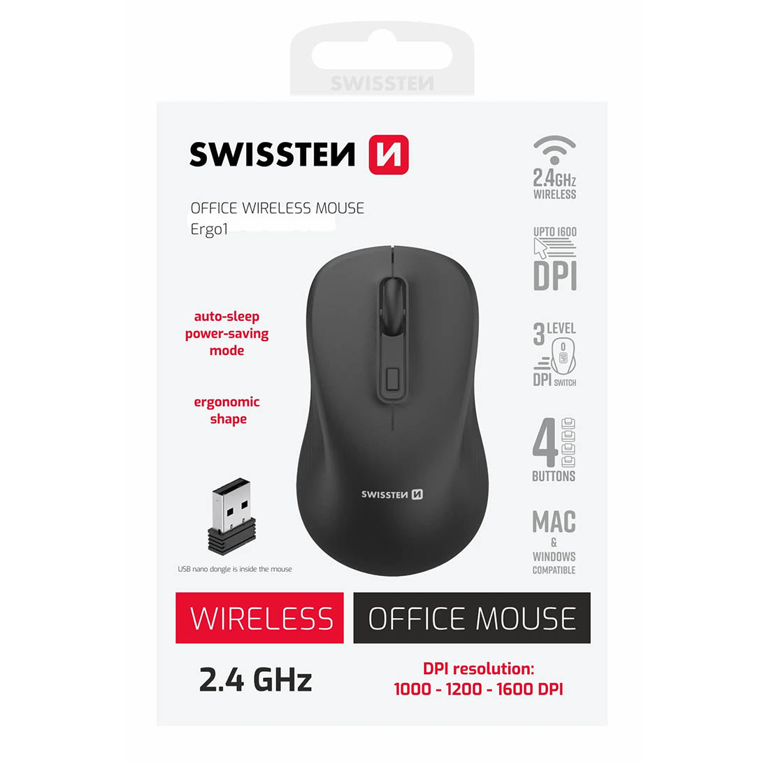 Swissten - Souris sans fil Ergo 1