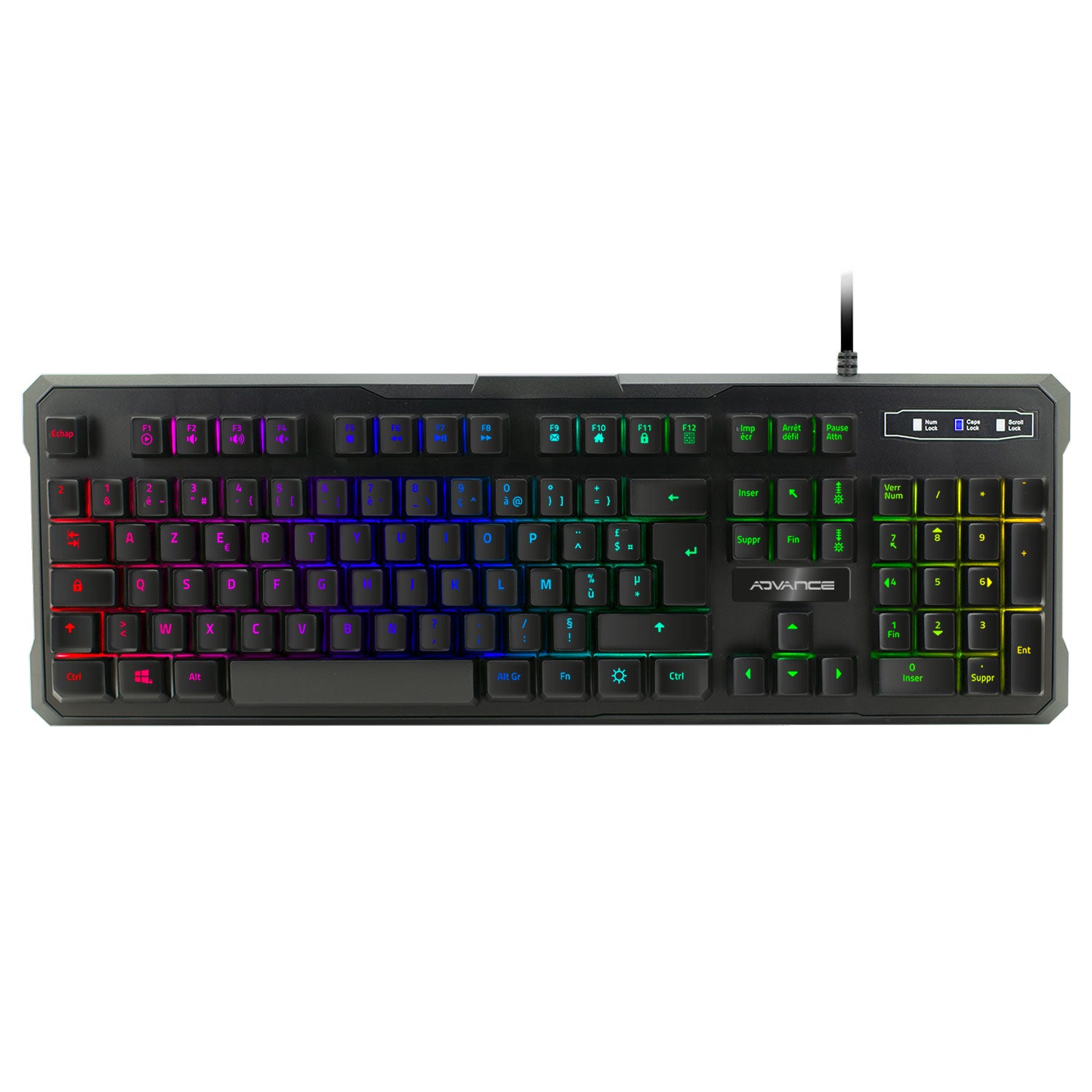 Advance - Clavier Gamer Semi-mécanique - Rétro-éclairage RGB Rainbow - GTA 230