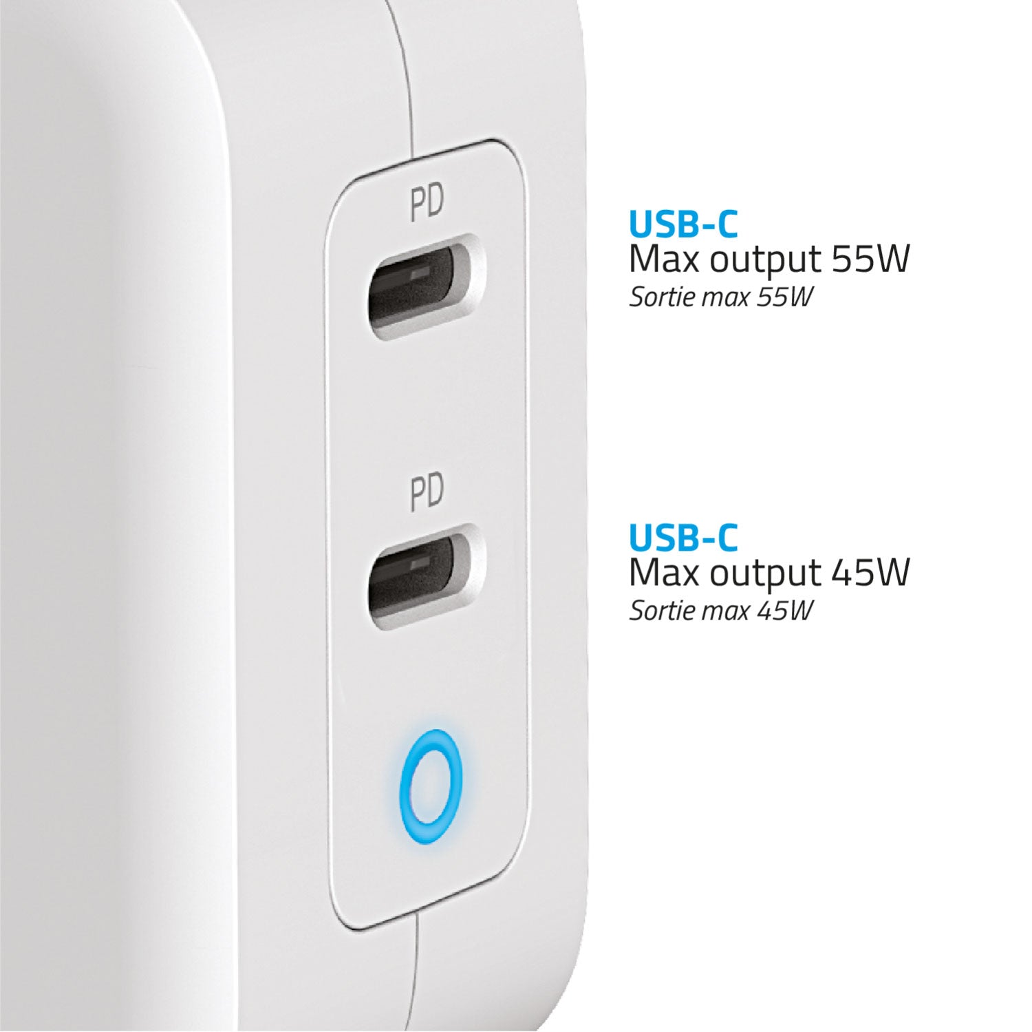 Advance - Chargeur secteur universel - Powerflex Turbo 100w - 2ports USB-C