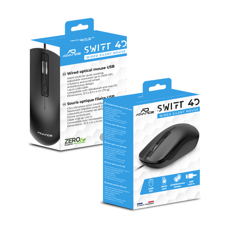 Advance - Souris filaire Swift 4D Noir