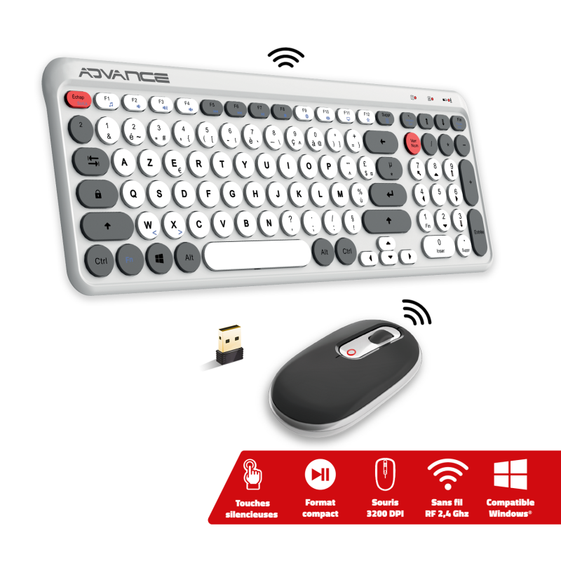 Advance - Ergostyle - Pack clavier et souris sans fil