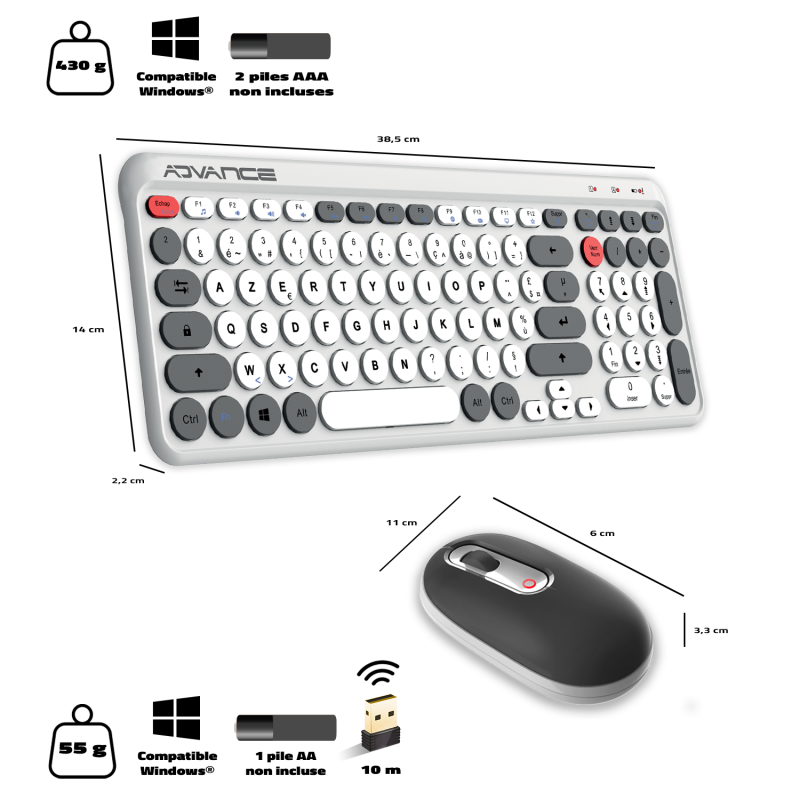 Advance - Ergostyle - Pack clavier et souris sans fil