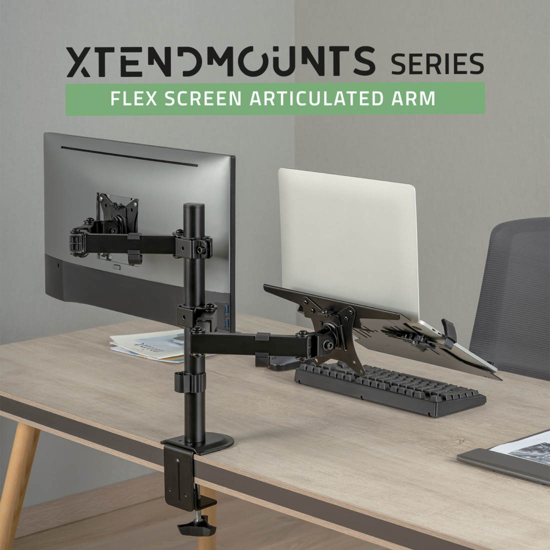 Advance - XtendMounts Flex - Support articulé pour 1 écran + ordinateur portable