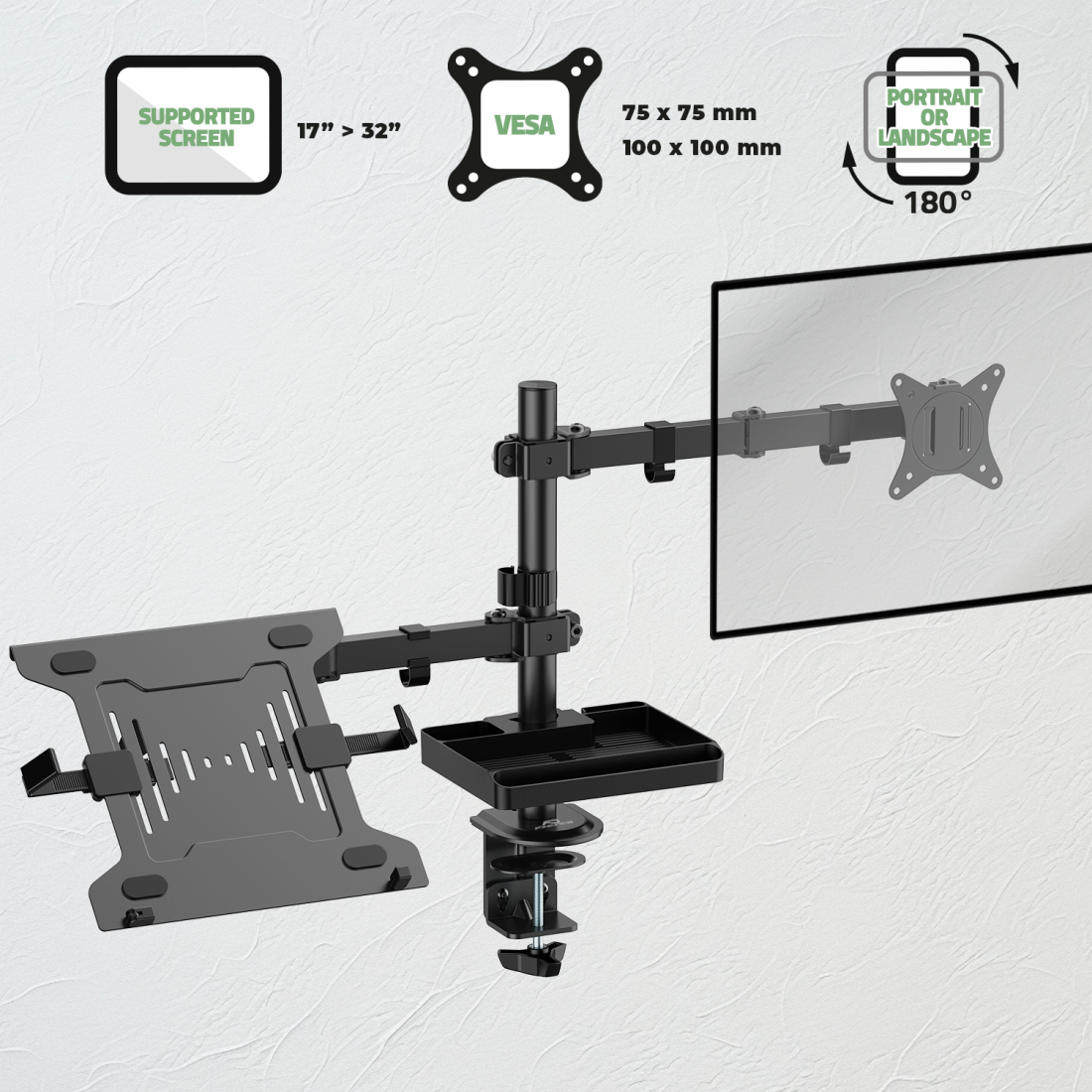 Advance - XtendMounts Flex - Support articulé pour 1 écran + ordinateur portable