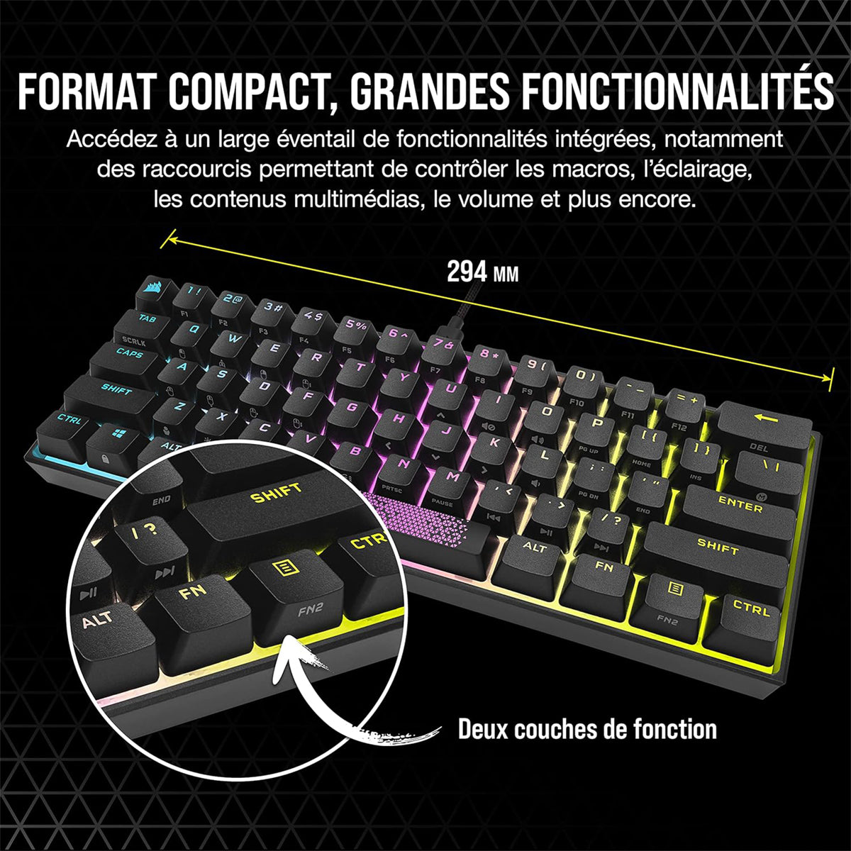 Corsair - K65 Mini RGB TKL - Noir