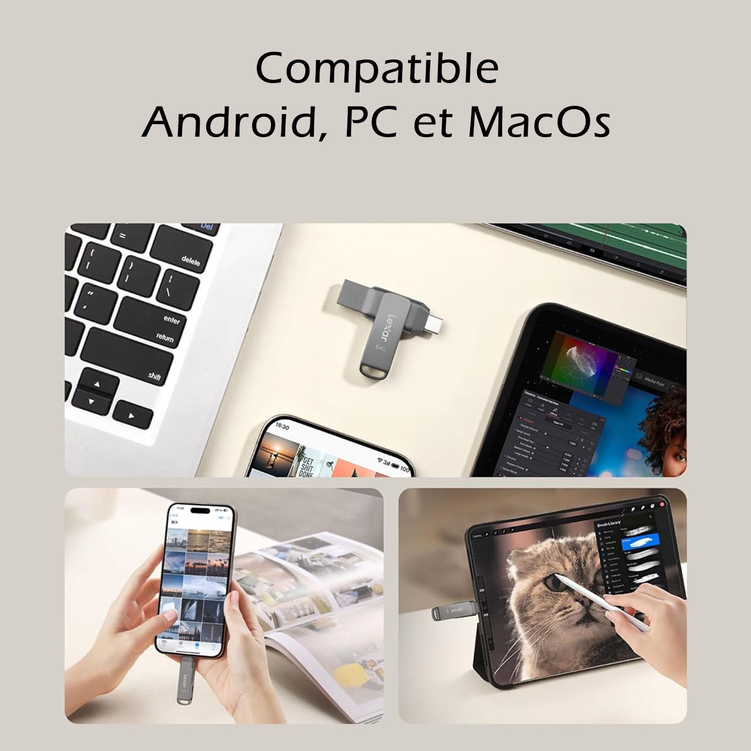 Lexar - JumpDrive Dual Drive D400 (32Go / 64Go / 128Go / 256Go)