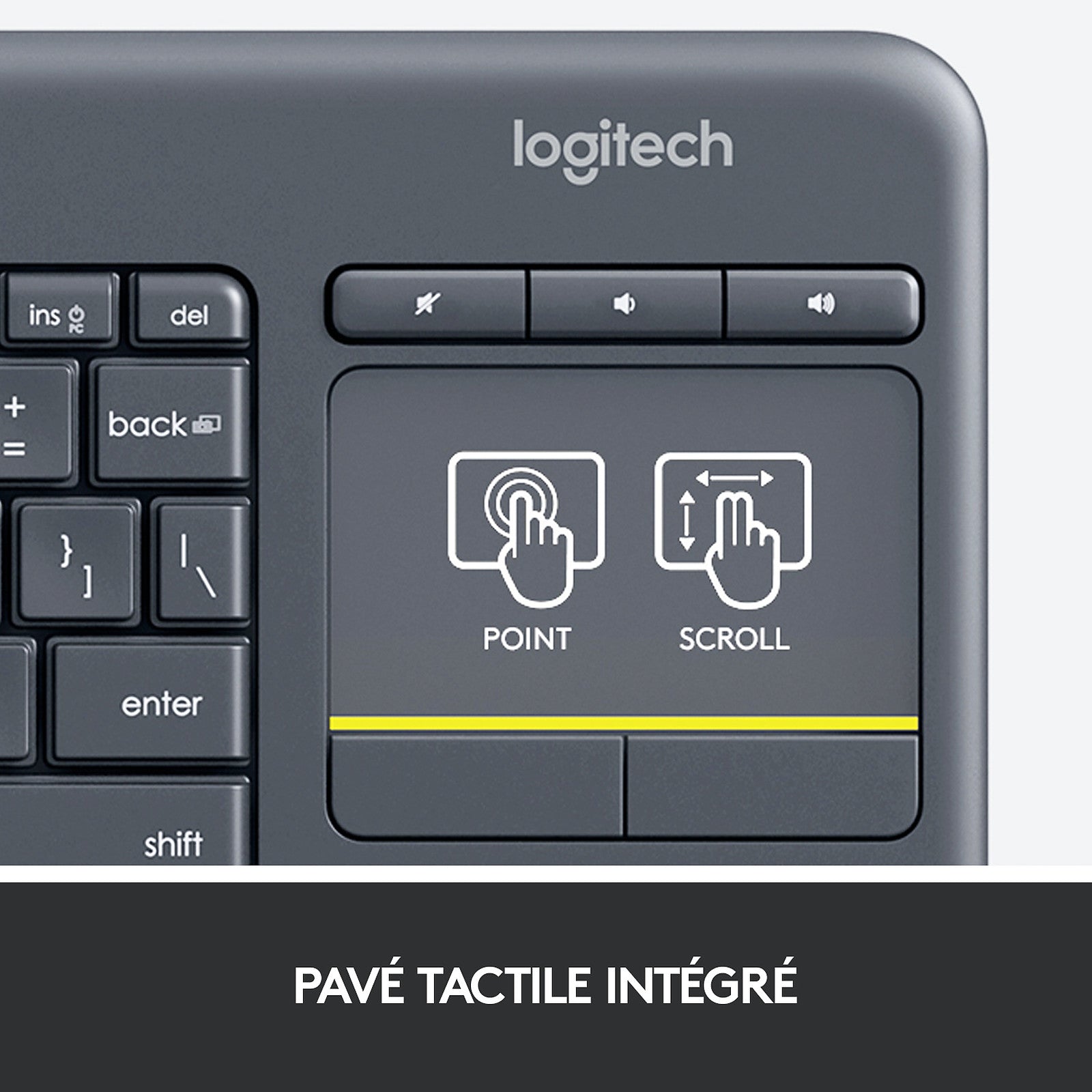 Logitech - Clavier sans fil avec touchpad - K400 Plus