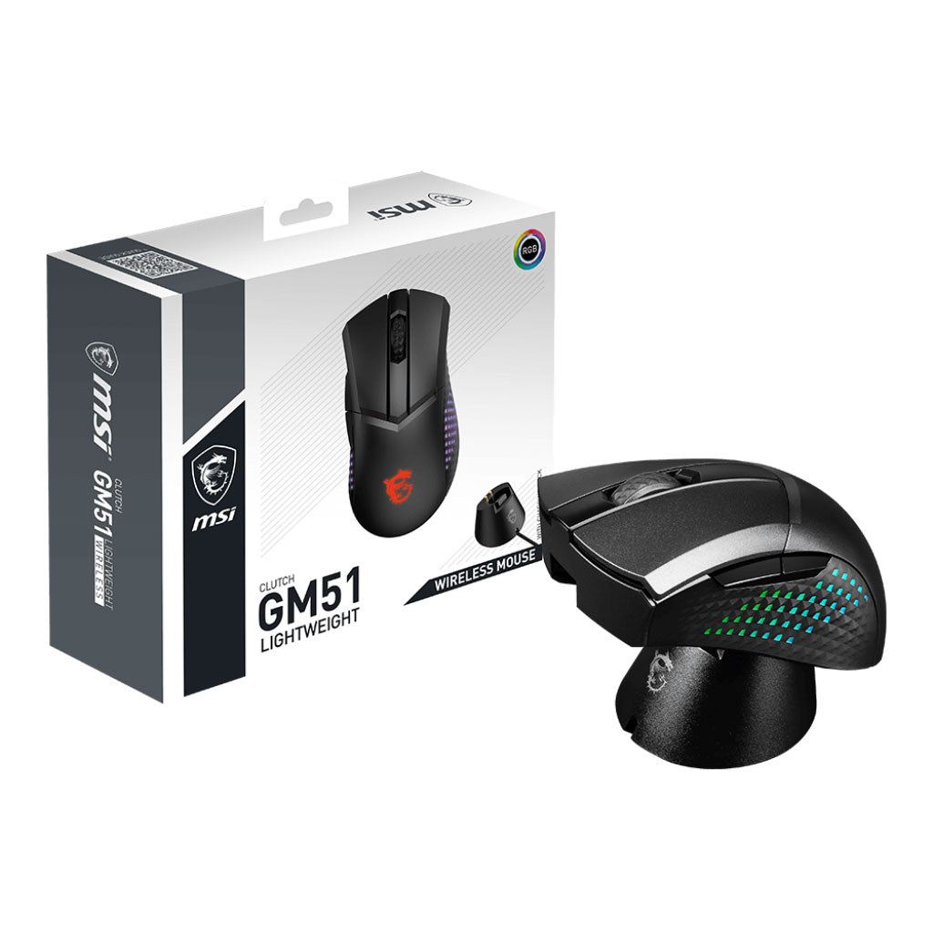 MSI - Souris sans fil Clutch GM51 Lightweight Wireless avec station de charge