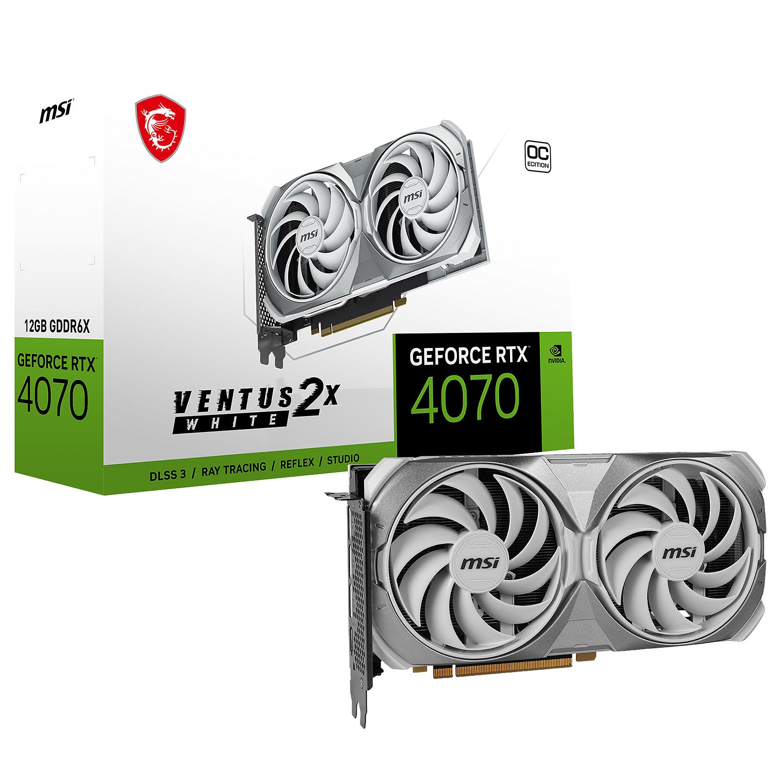 MSI - Carte graphique GeForce RTX 4070 VENTUS 2X WHITE 12G OC