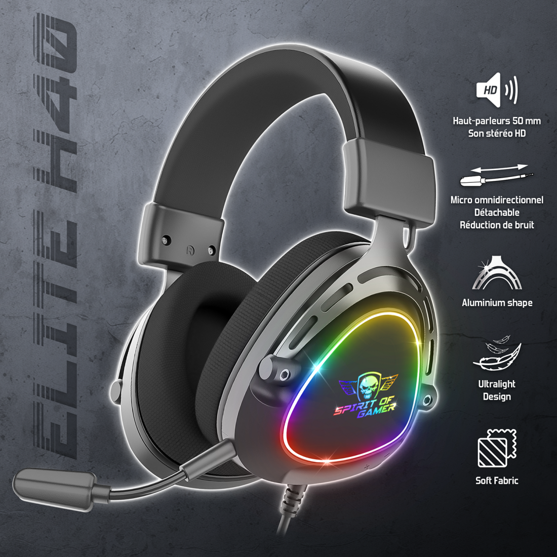 Spirit Of Gamer - ELITE H40 DARK - Casque Gamer