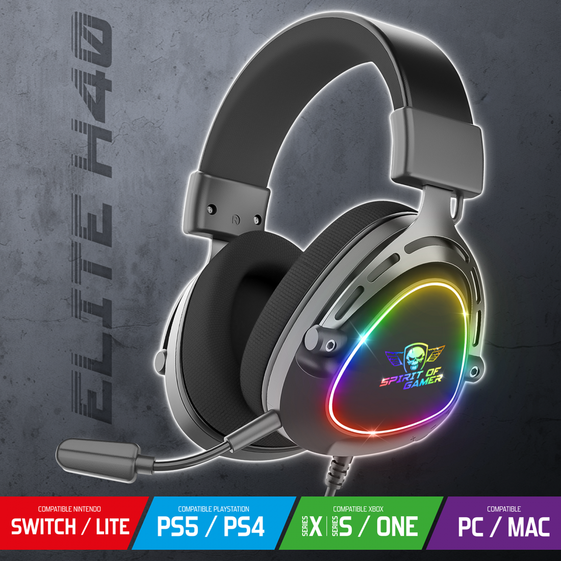 Spirit Of Gamer - ELITE H40 DARK - Casque Gamer