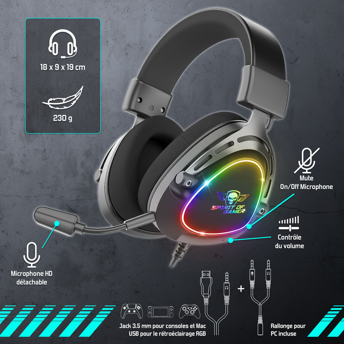 Spirit Of Gamer - ELITE H40 DARK - Casque Gamer