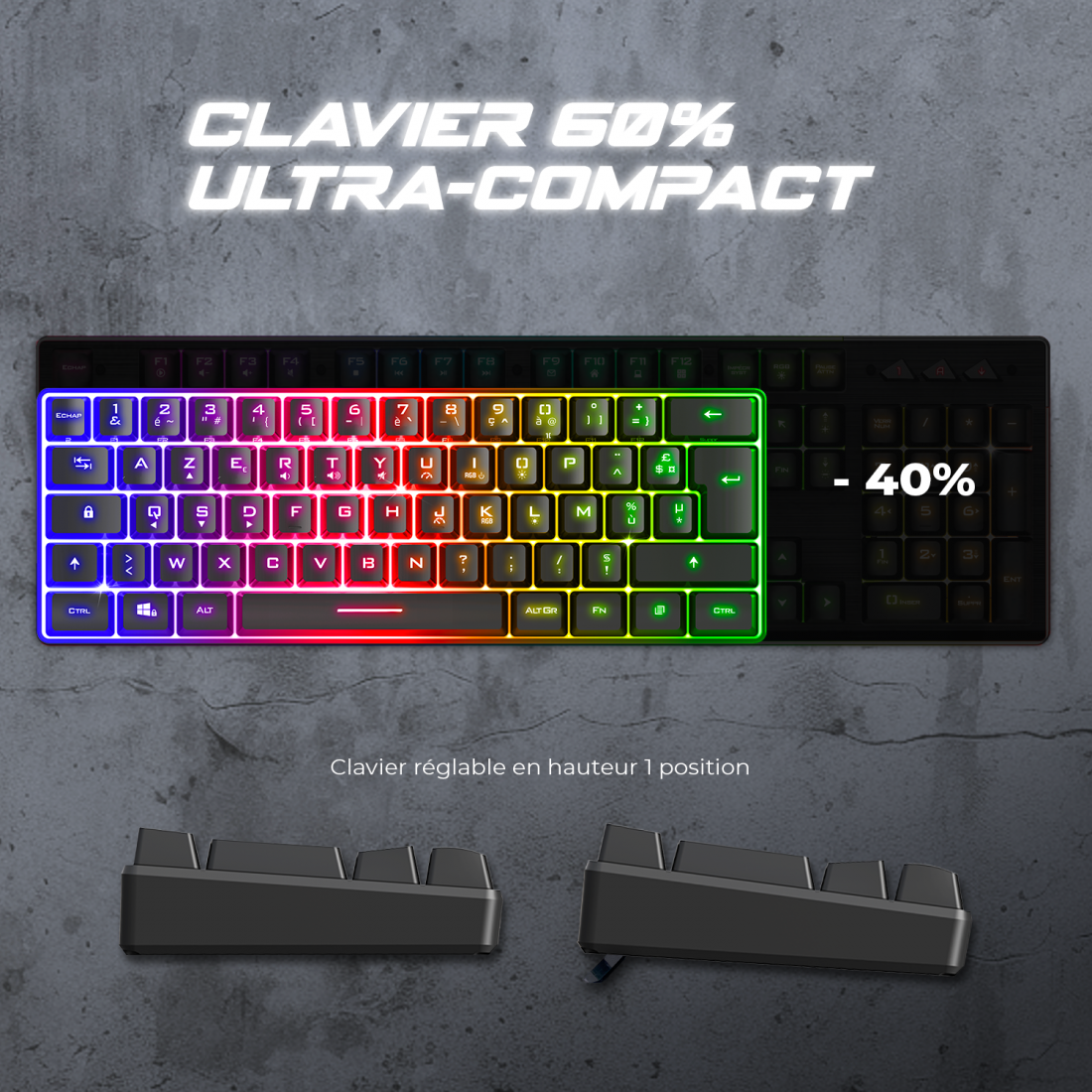 Spirit Of Gamer - PRO-K2 Noir - Clavier Gamer semi-mécanique