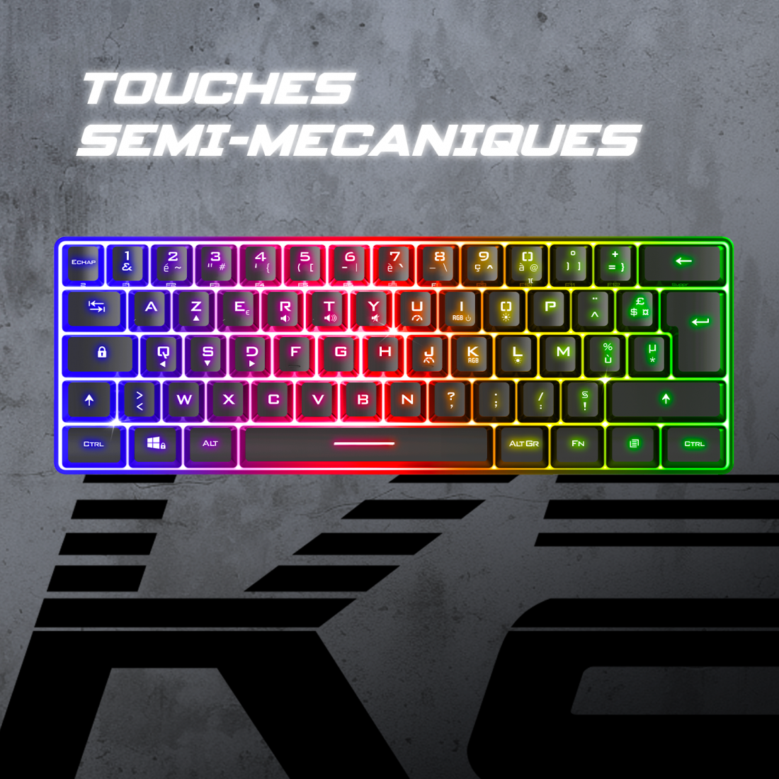 Spirit Of Gamer - PRO-K2 Noir - Clavier Gamer semi-mécanique