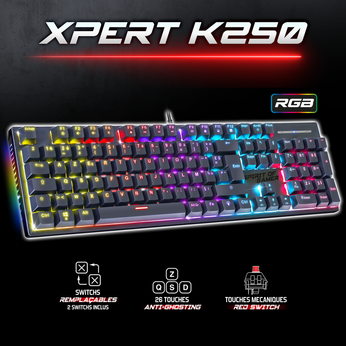 Spirit Of Gamer - XPERT-K250 - Clavier Gamer mécanique