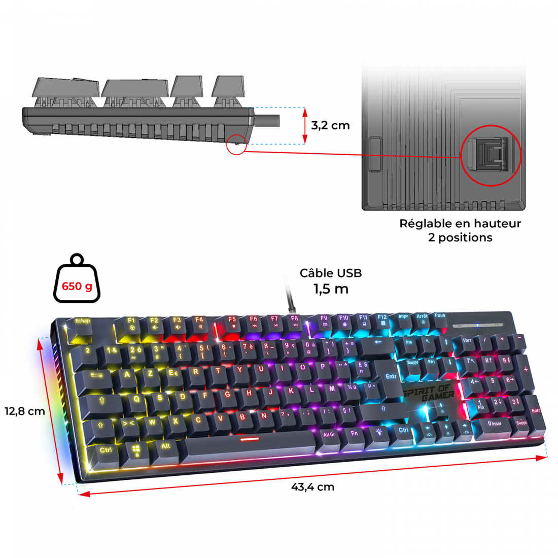 Spirit Of Gamer - XPERT-K250 - Clavier Gamer mécanique