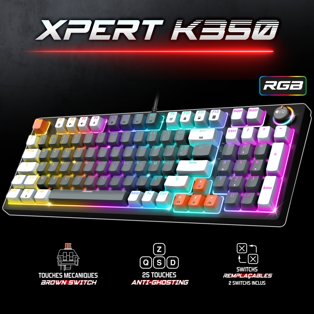 Spirit Of Gamer - XPERT-K350 Noir - Clavier Gamer mécanique