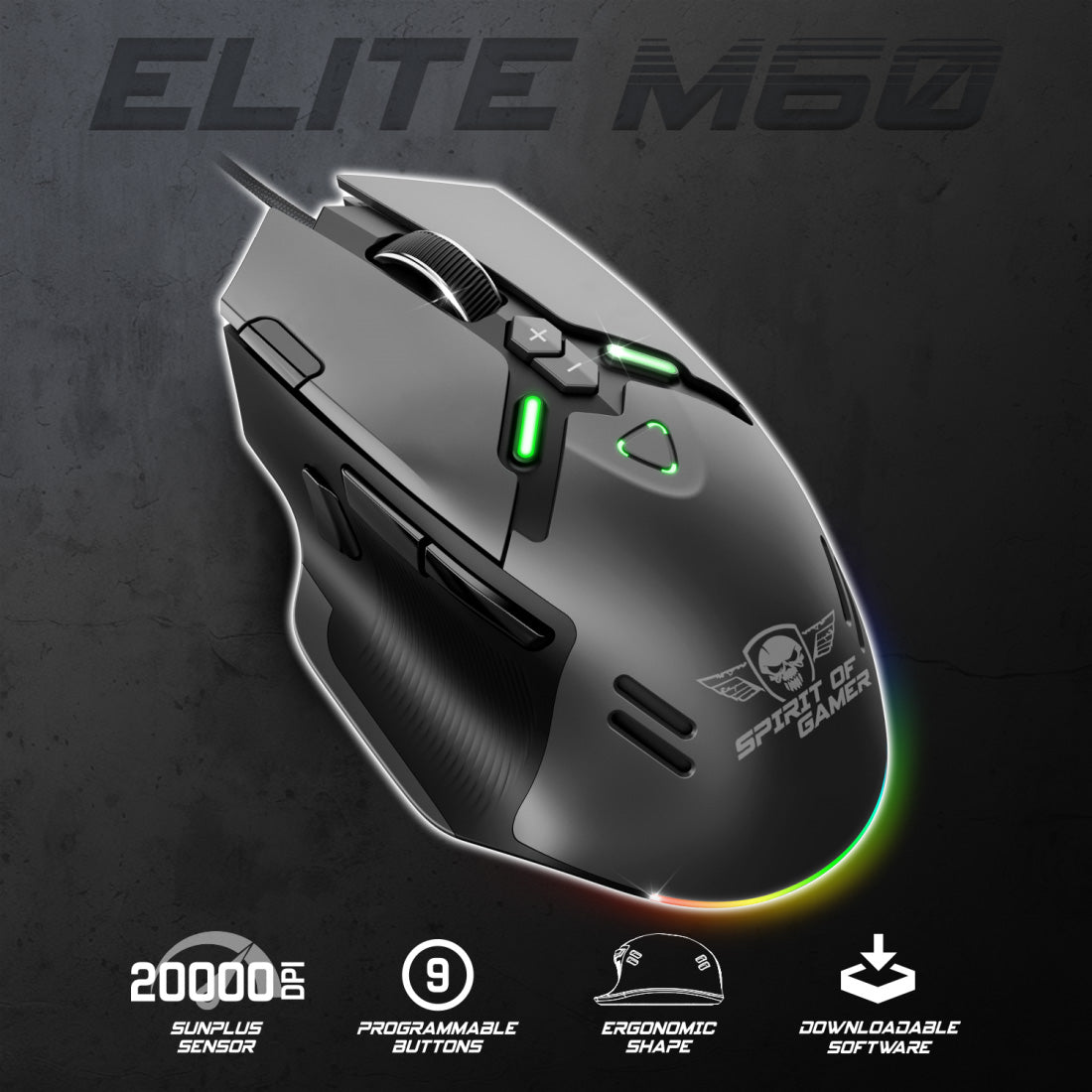 Spirit of Gamer - ELITE M60 (Noir)