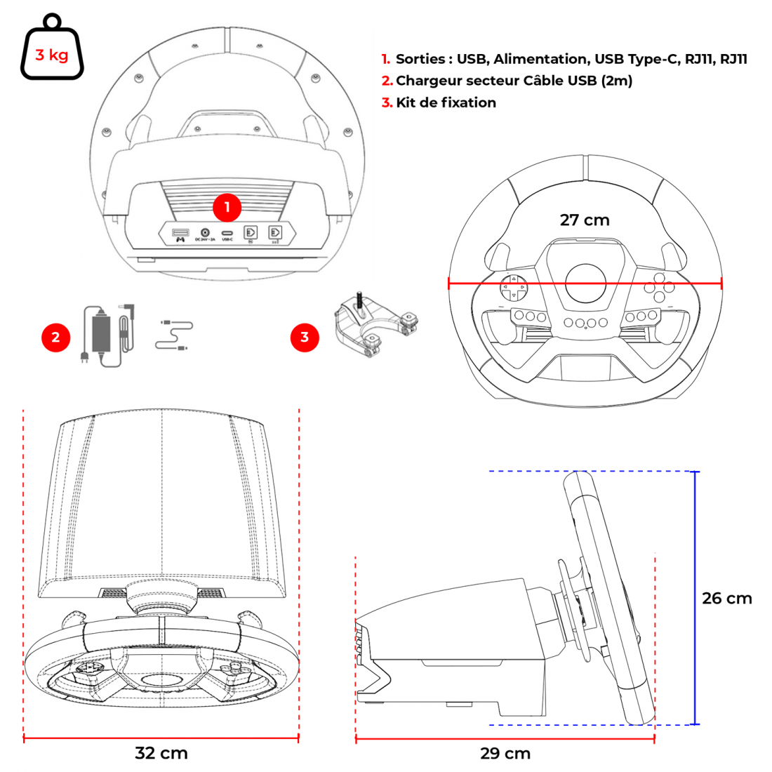 Spirit of Gamer - RACE WHEEL FORCE 1080RS