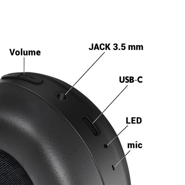 Swissten - PURE - Casque Bluetooth ANC Étanche et pliable - Noir