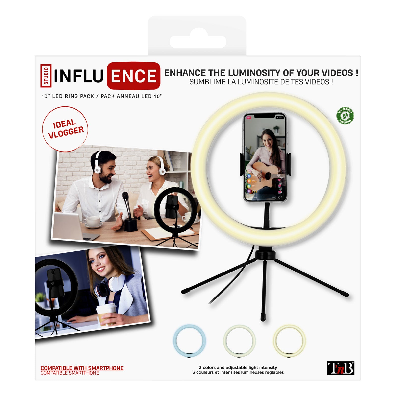 T'nB - Influence - Anneau LED avec trépied pour smartphone