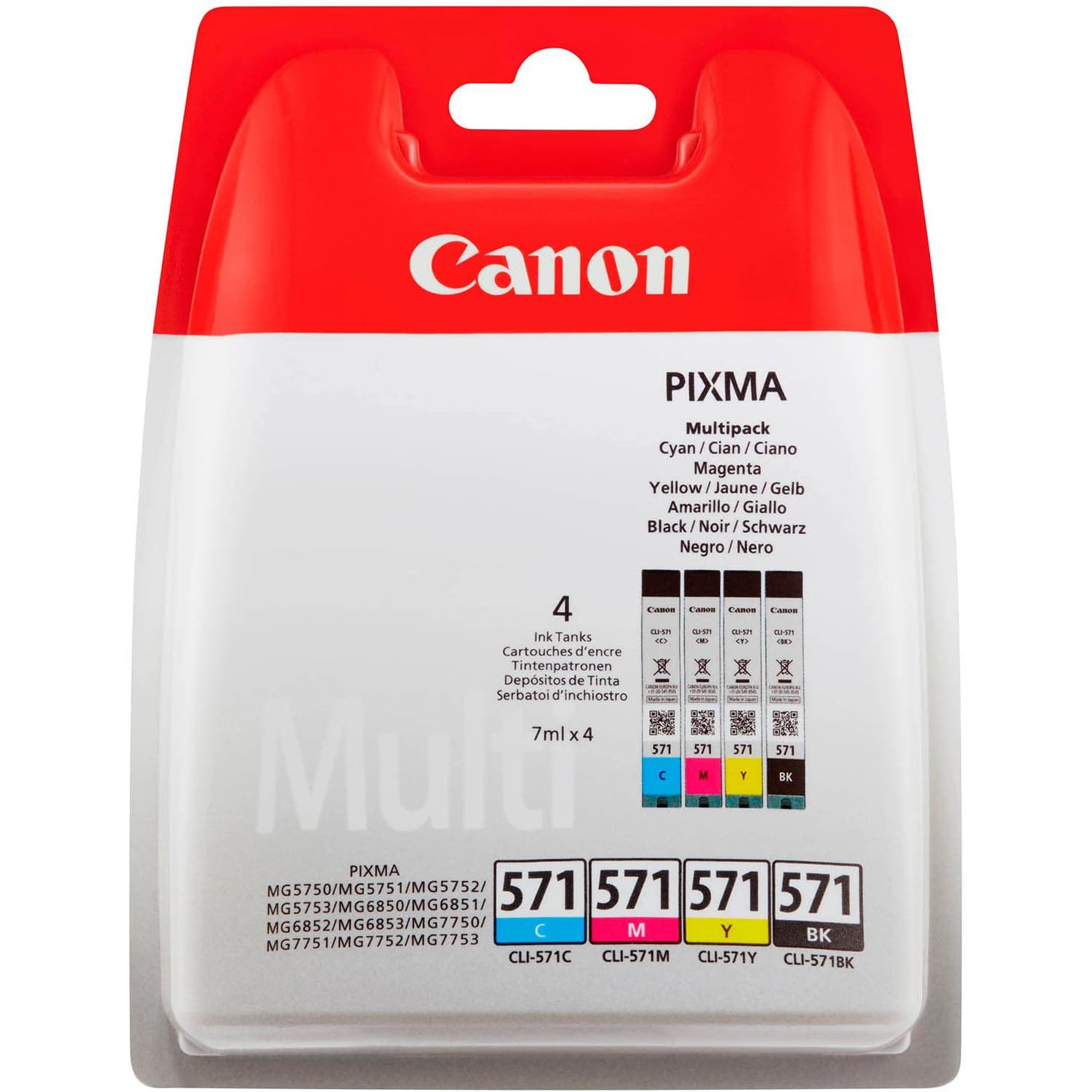 Canon - Pack 4 cartouches CLI-571 (Cyan/Magenta/Jaune/Noire)