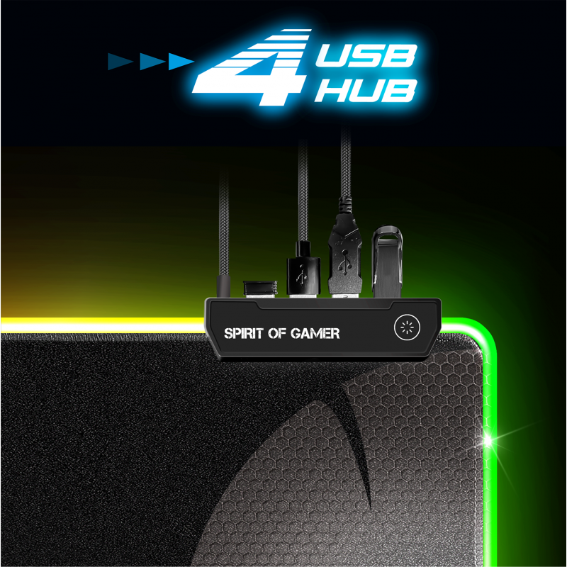 Spirit Of Gamer - Tapis de souris RGB Darkskull avec Hub USB (XXXL)