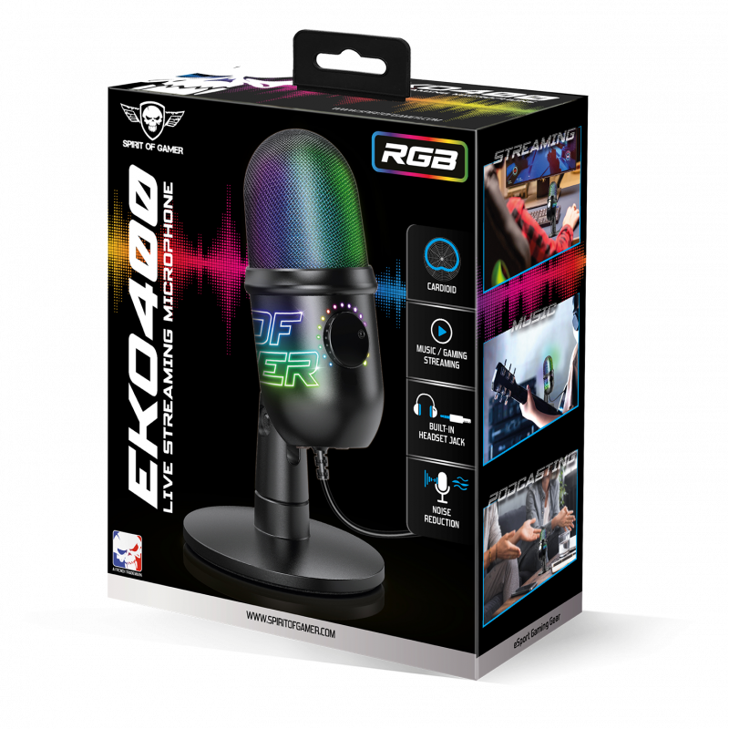 Spirit Of Gamer - Microphone cardioid RGB - EKO 400