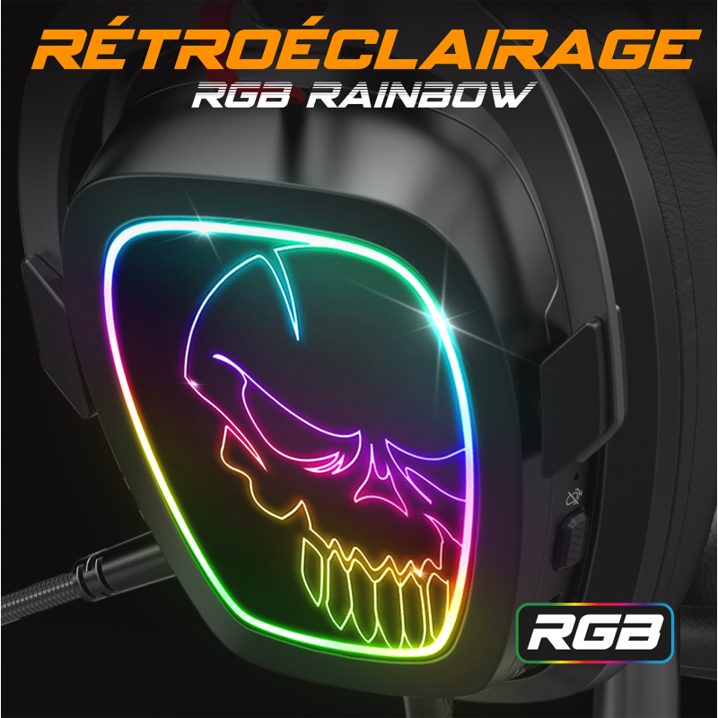 Casque Gaming Bluetooth Sans Fil Rgb