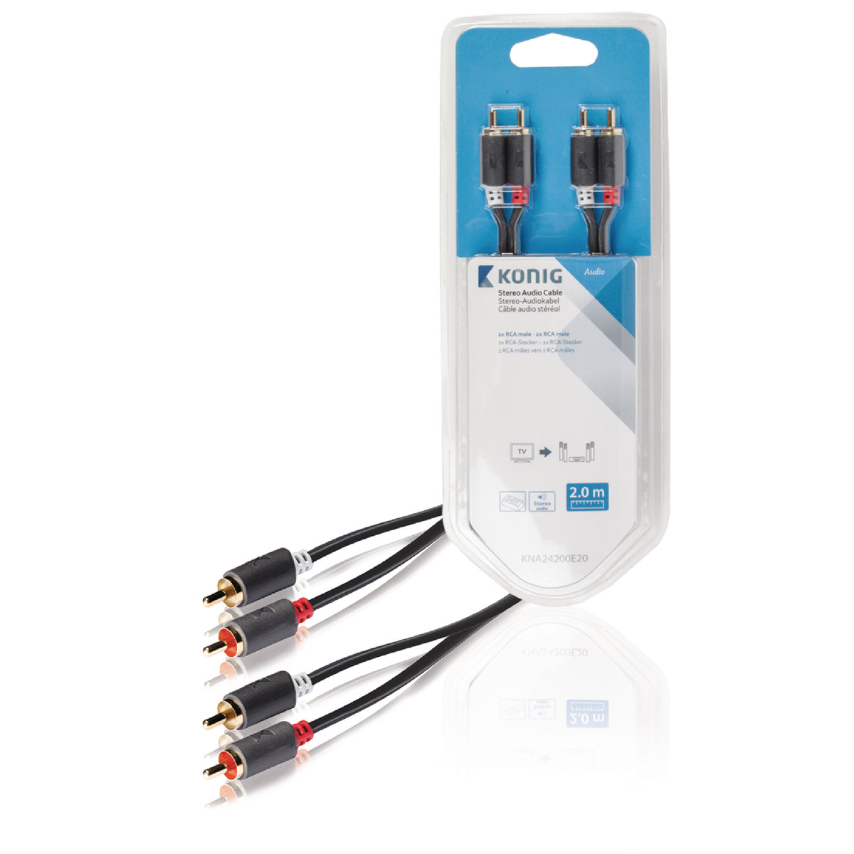 Câble audio RCA Stereo mâle/mâle de 2m