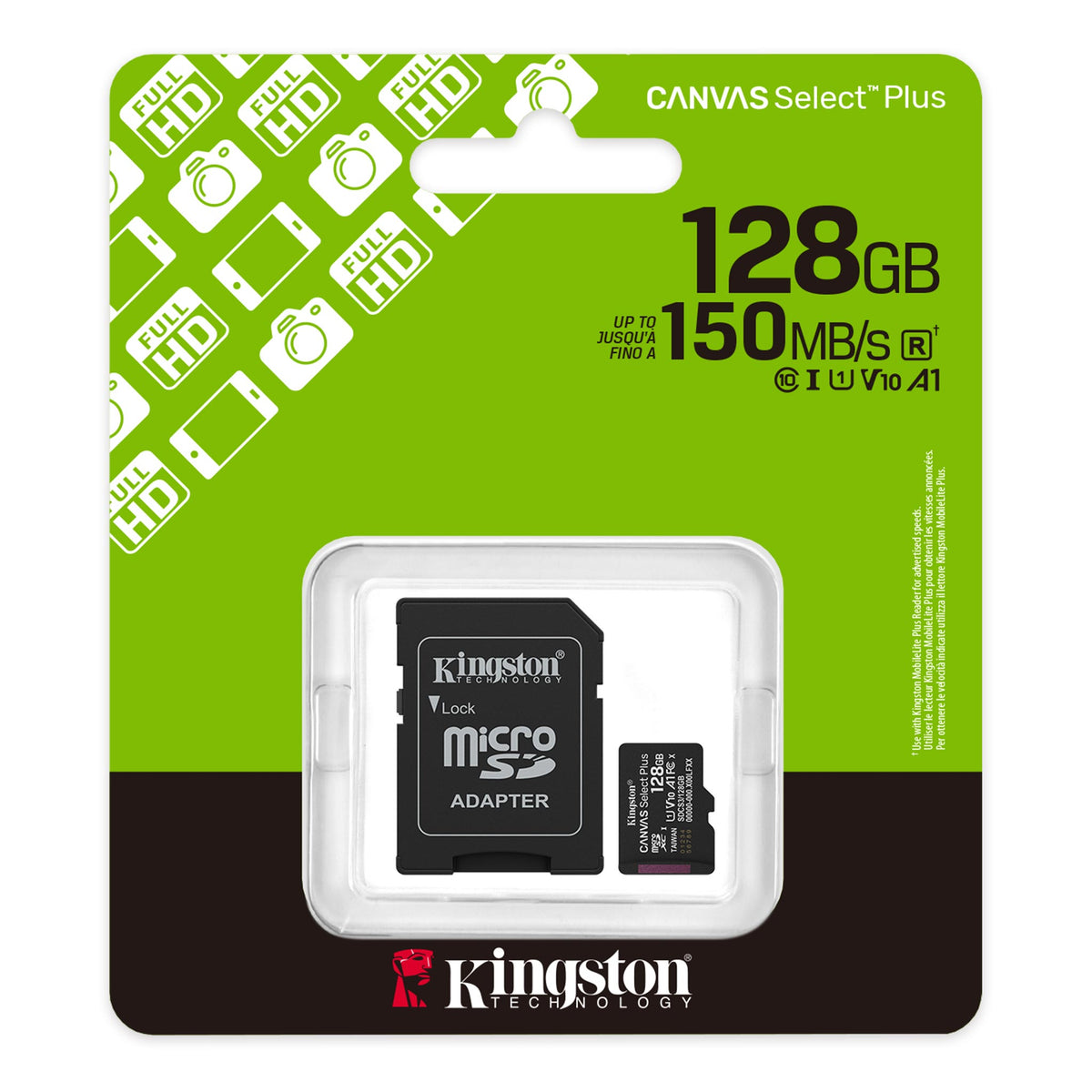 Kingston - Carte MicroSD + Adaptateur - Canvas Select Plus (128 Go)