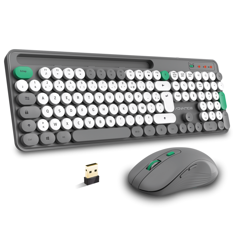 Advance - Pack clavier et souris sans fil PEP'S - Gris