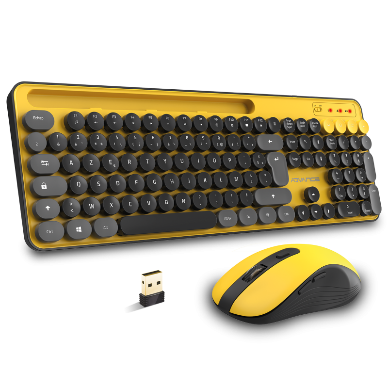 Advance - Pack clavier et souris sans fil PEP'S - Jaune