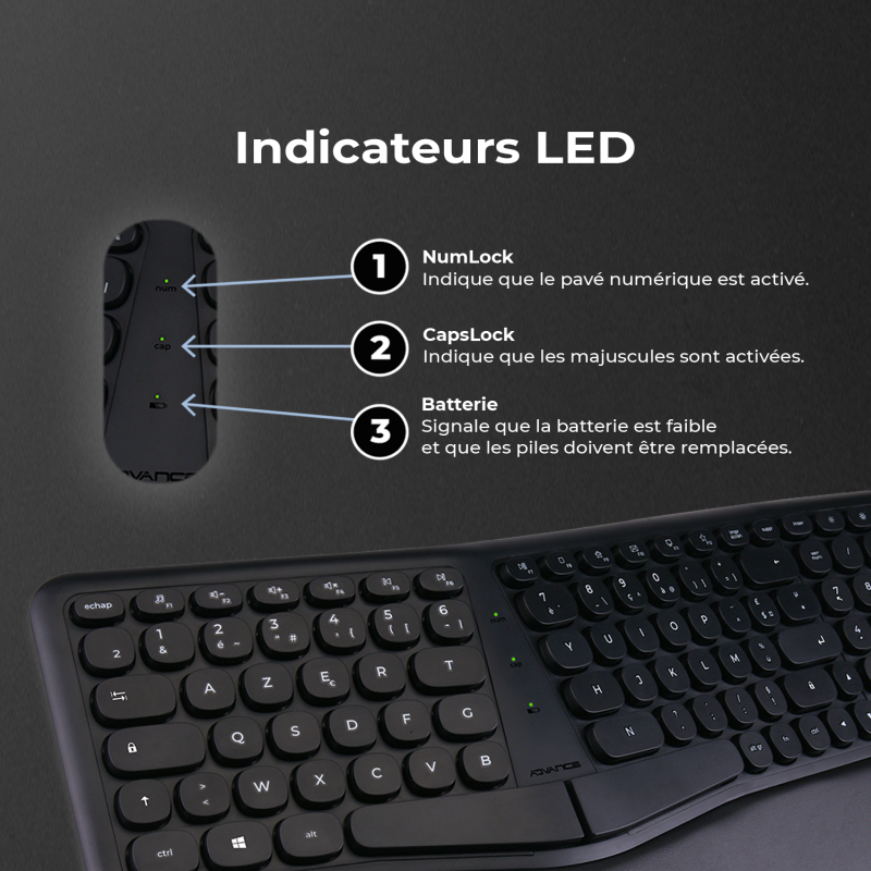 Advance - Smartergo Wireless - Pack clavier et souris ergonomiques sans fil