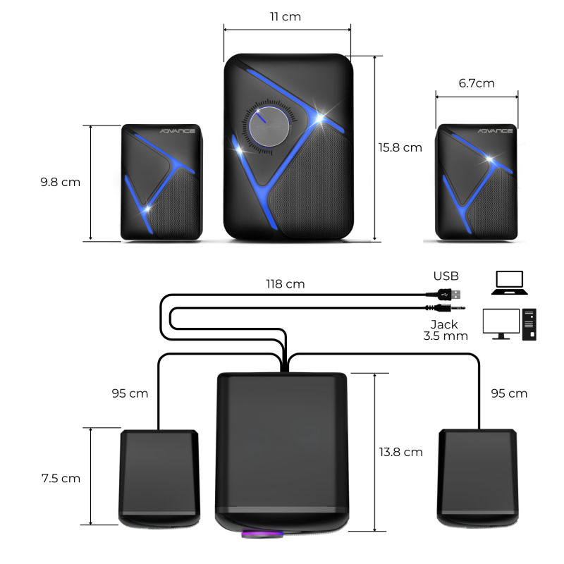 Advance - Kit enceintes bluetooth 2.1 Soundphonics SP-5200