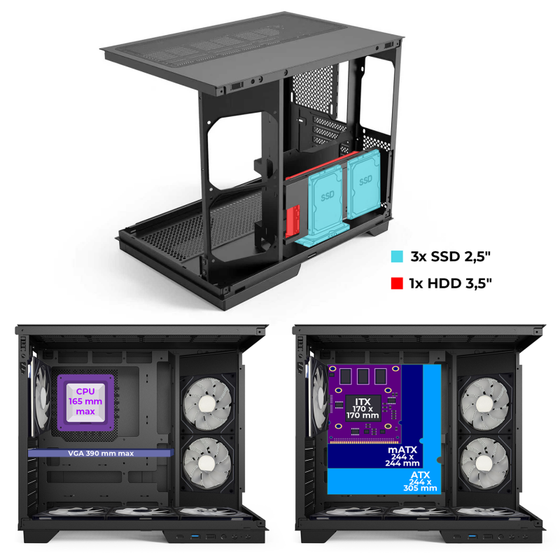 Spirit Of Gamer - Viper CRX Dark - Boitier ATX RGB