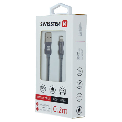 Swissten - Câble court tressé USB vers lightning - 0.2m