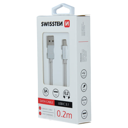Swissten - Câble court tressé USB vers USB-C - 0.2m