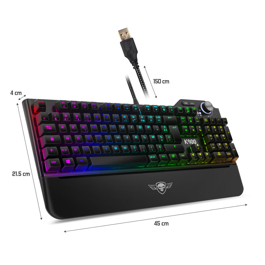 Clavier Gamer AZERTY USB Noir Antighosting Éclairage RGB par
