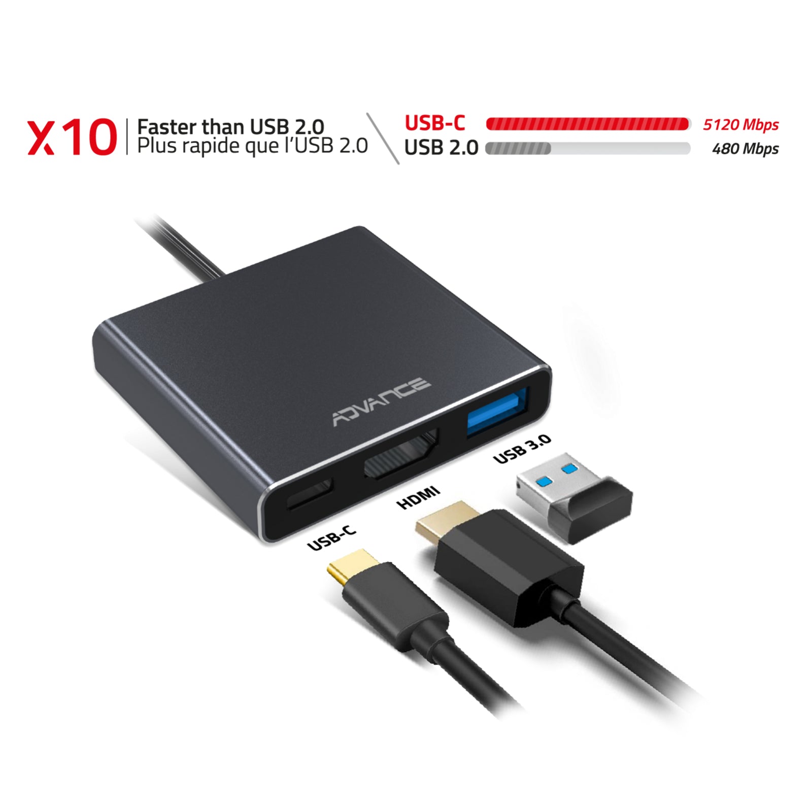 Advance - Hub 3 en 1 -  XPAND SMART USB C