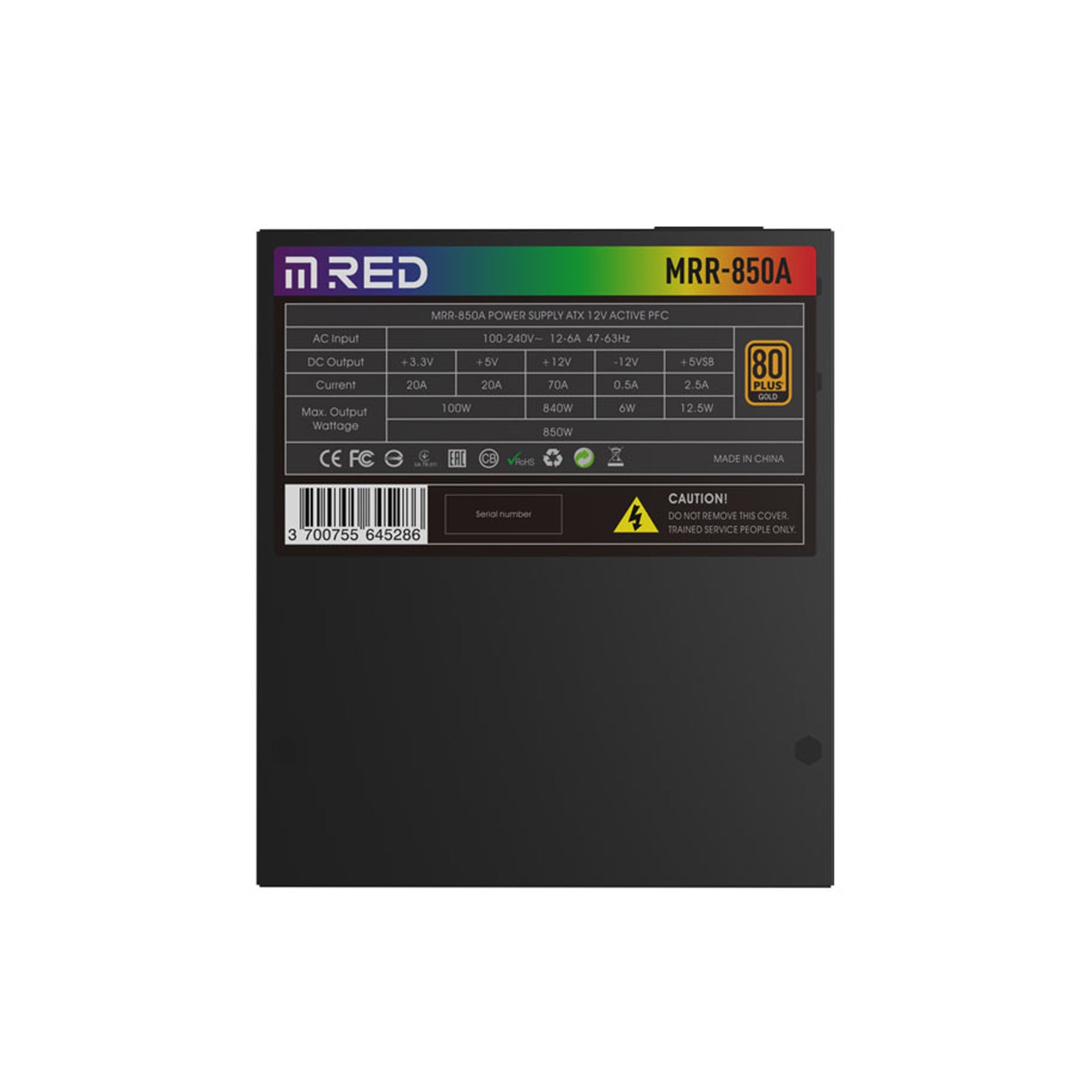 ALIMENTATION M.RED ATX 850W 80+GOLD F.MOD/RGB MRR-850 NOIR