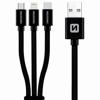 Swissten - Cable USB 3 en 1 (Micro USB / USB-C / Lightning)